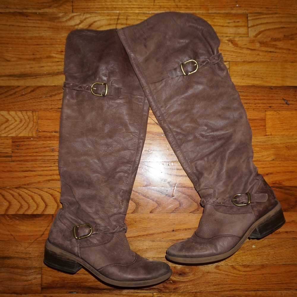 Lucky Brand over the knee brown leather boots